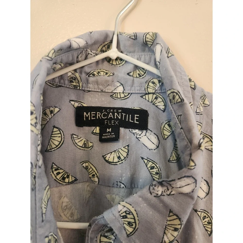 J. CREW MERCANTILE Flex Shirt Mens M Blue Button Down Lime And Salt Short Sleeve